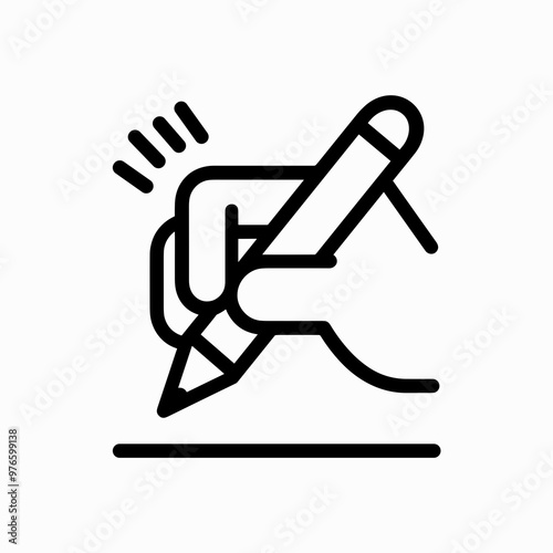 A hand grips a pencil poised to write, capturing a moment of inspiration and creativity in a simple, clean workspace, emphasizing the act of creation