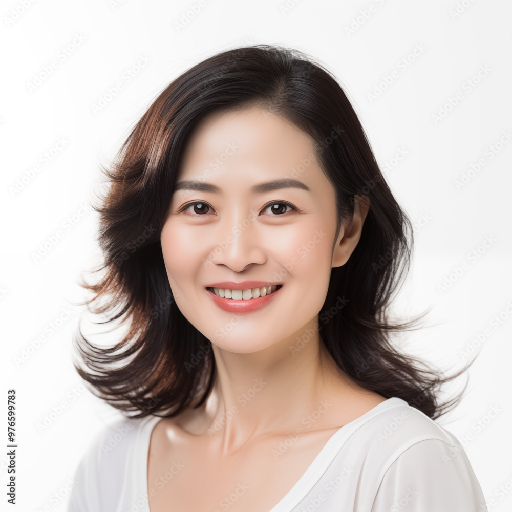 40 year old Chinese woman isolated on white background. 40 year old Chinese woman isolated on white background.