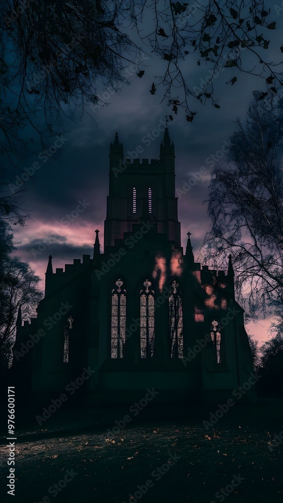 spooky gothic castle in halloween evening spooky gothic castle in halloween evening