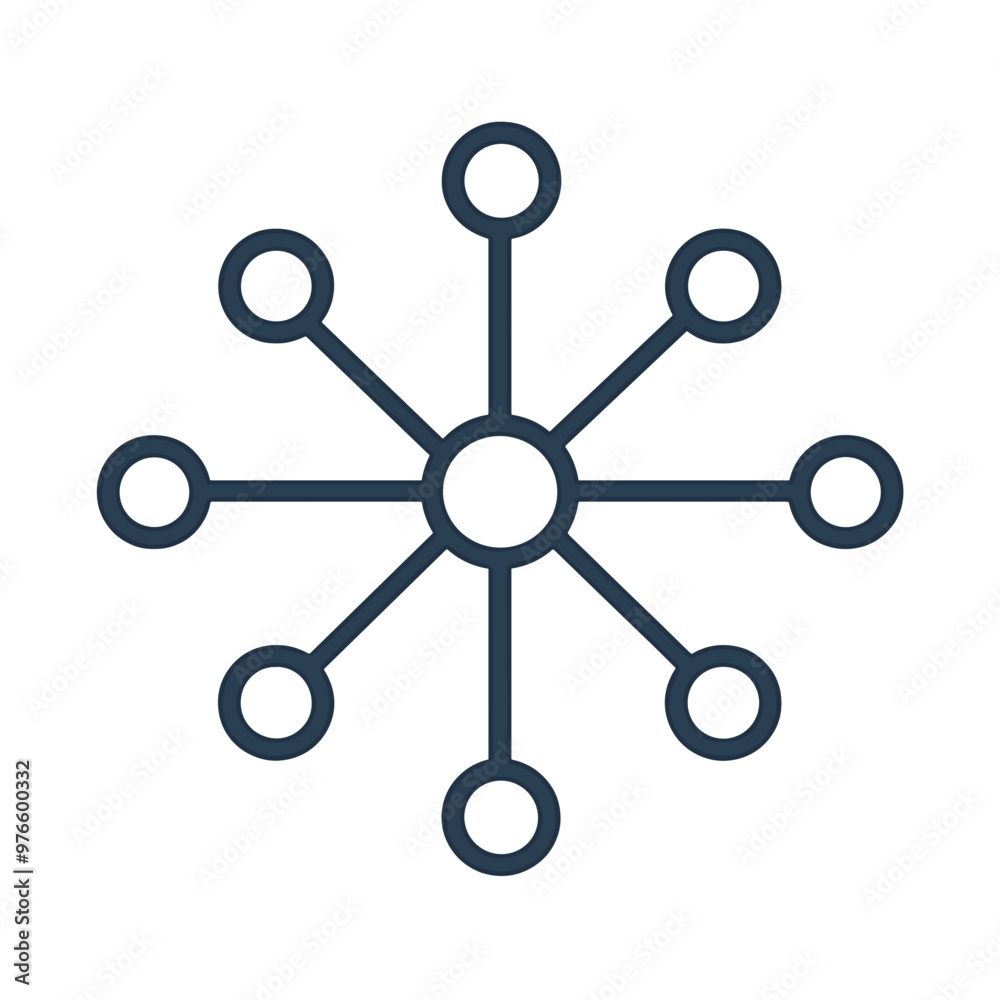 This design features a central node with radiating connections, symbolizing networking or collaboration in a minimalist style This design features a central node with radiating connections, symbolizing networking or collaboration in a minimalist style