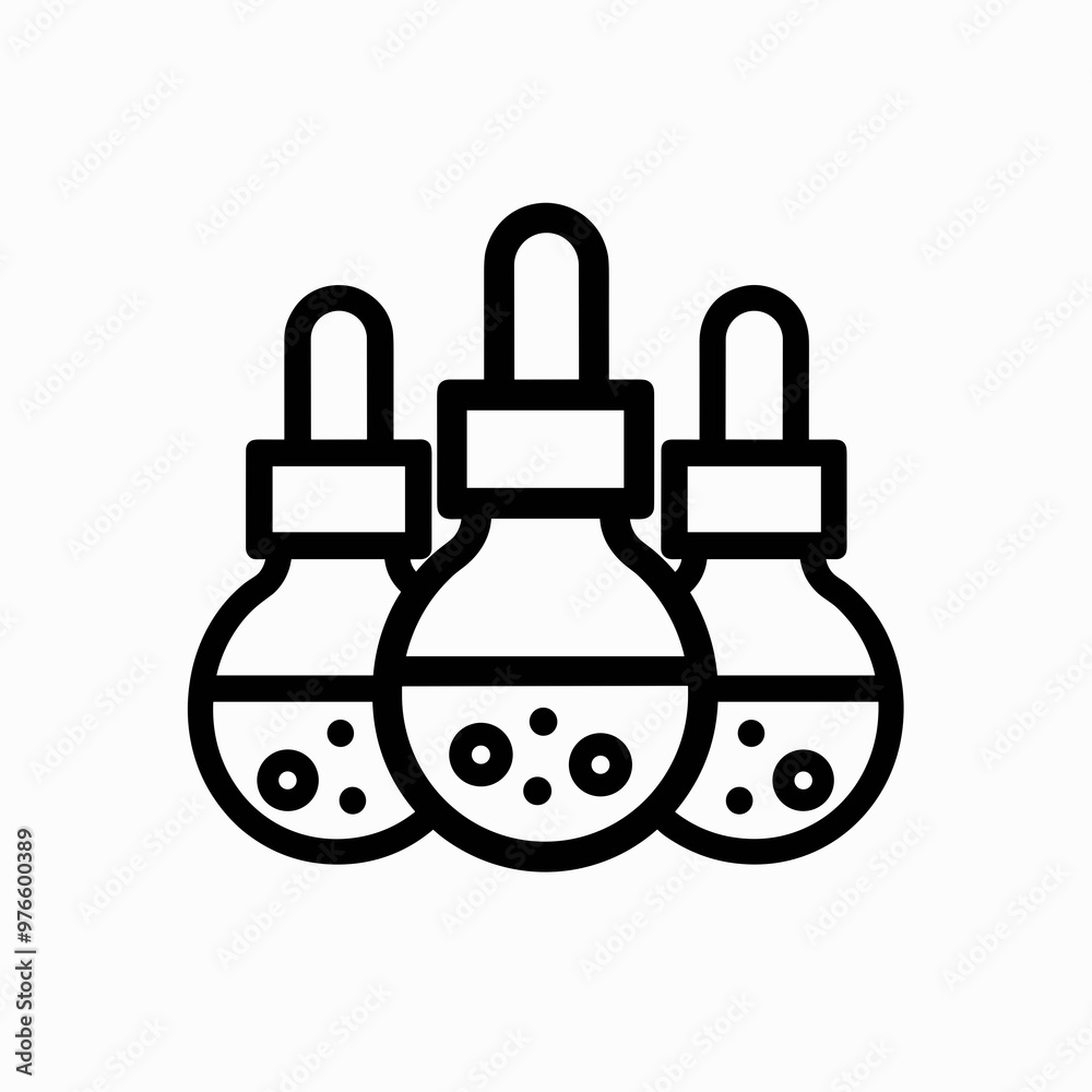 Three dropper bottles are grouped together, each designed to hold and dispense specific liquid samples for experiments and analysis in a lab environment Three dropper bottles are grouped together, each designed to hold and dispense specific liquid samples for experiments and analysis in a lab environment