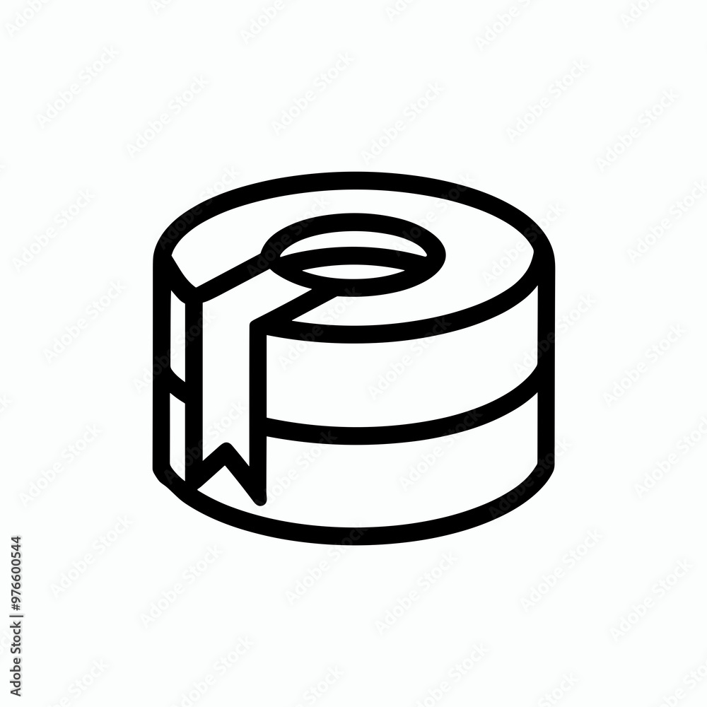 An outline illustration of a roll of tape featuring a flag, ideal for crafting, organizing tasks, or enhancing digital and print materials An outline illustration of a roll of tape featuring a flag, ideal for crafting, organizing tasks, or enhancing digital and print materials
