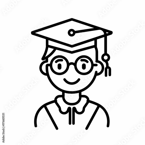 A cheerful student with glasses is wearing a mortarboard, representing the excitement of graduation and academic accomplishment