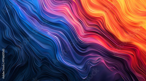 Abstract background with colorful wavy lines in blue, red, purple and orange.