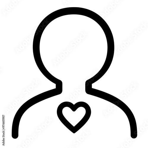 This design features a simple outline of a person with a heart symbol located on the chest, conveying feelings of love and support