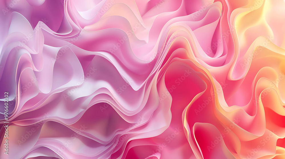 Fototapeta premium Abstract pink and yellow wavy background.