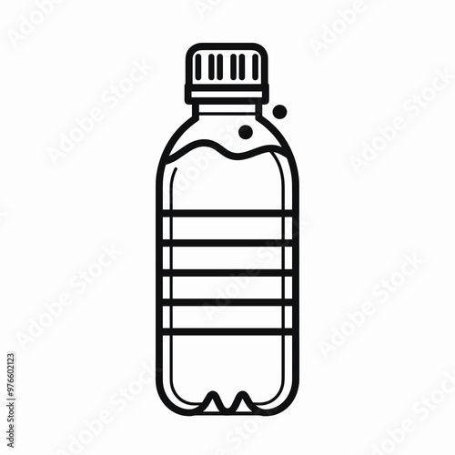 A clean outline icon depicting a plastic water bottle, showcasing its typical shape and detailing. Perfect for design and illustration projects