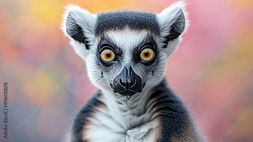 Close up Portrait of a Curious Ring tailed Lemur with Big Eyes Close up Portrait of a Curious Ring tailed Lemur with Big Eyes
