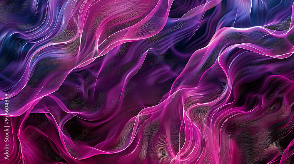 Fototapeta premium Abstract background with purple and blue wavy lines.