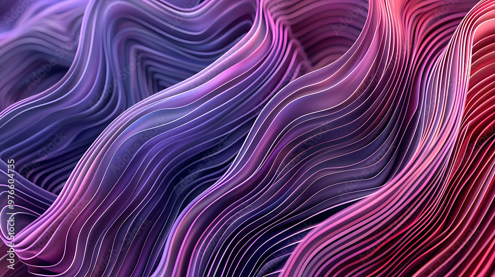 Fototapeta premium Abstract background with purple and pink wavy lines.