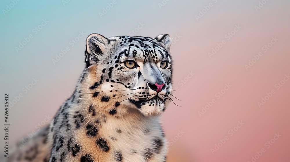 Fototapeta premium Snow Leopard Portrait with Blurry Background