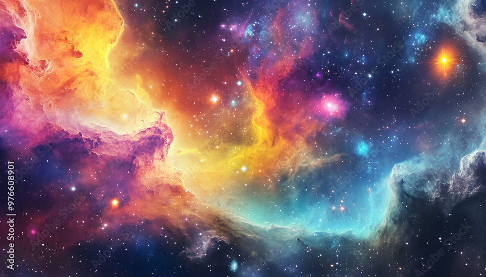 Fototapeta premium Galaxy Dreamscape: A vibrant, colorful galaxy with swirling stars and nebulae, evoking a sense of cosmic wonder.