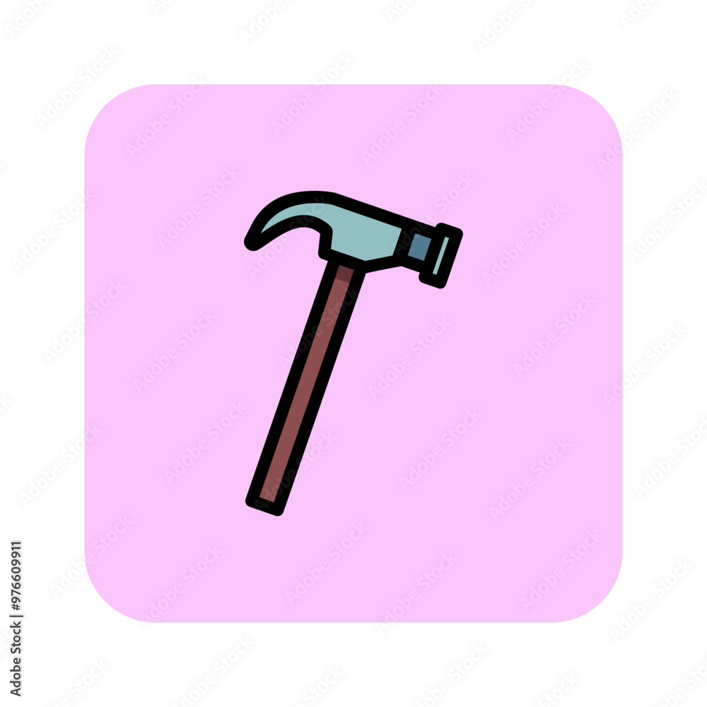 Hammer vector line icon. Craft, repair, instrument. Craft concept. Vector illustration can be used for topics like furniture, handicraft, renovation