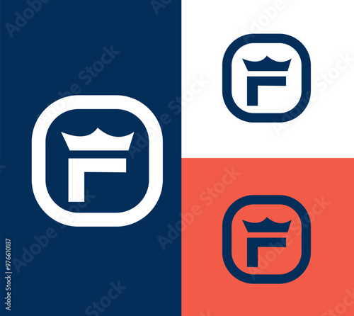 Letter F Crown Logo. Crown Logo on Letter F Vector Template for Beauty, Fashion, Star, Elegant, Luxury Sign.