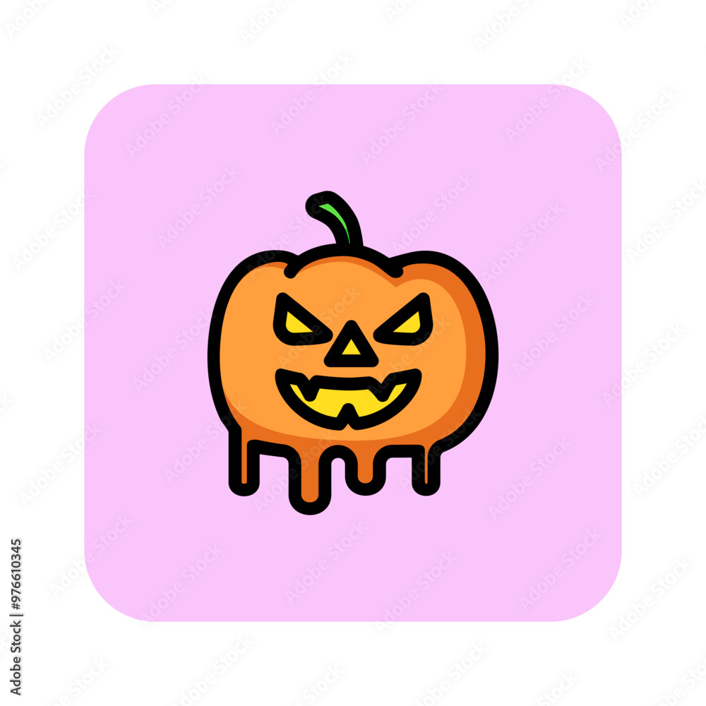 Melting wicked pumpkin line icon. Decoration, candy, monster. Halloween concept. Can be used for topics like celebration, evil, witchcraft