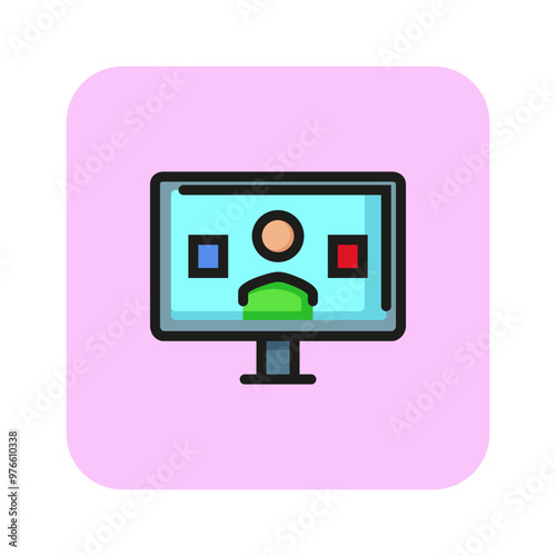 Online tutorial vector line icon. Modern technologies, studying, worldwide. Vector illustration can be used for topics like education, qualification, HR