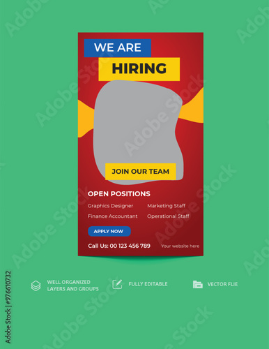 We're Hiring for a Social Media Story Design Template, Job Vacancy Instagram Stories Post