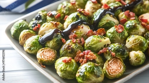 Roasted Brussel Sprouts with Bacon and Balsamic Glaze