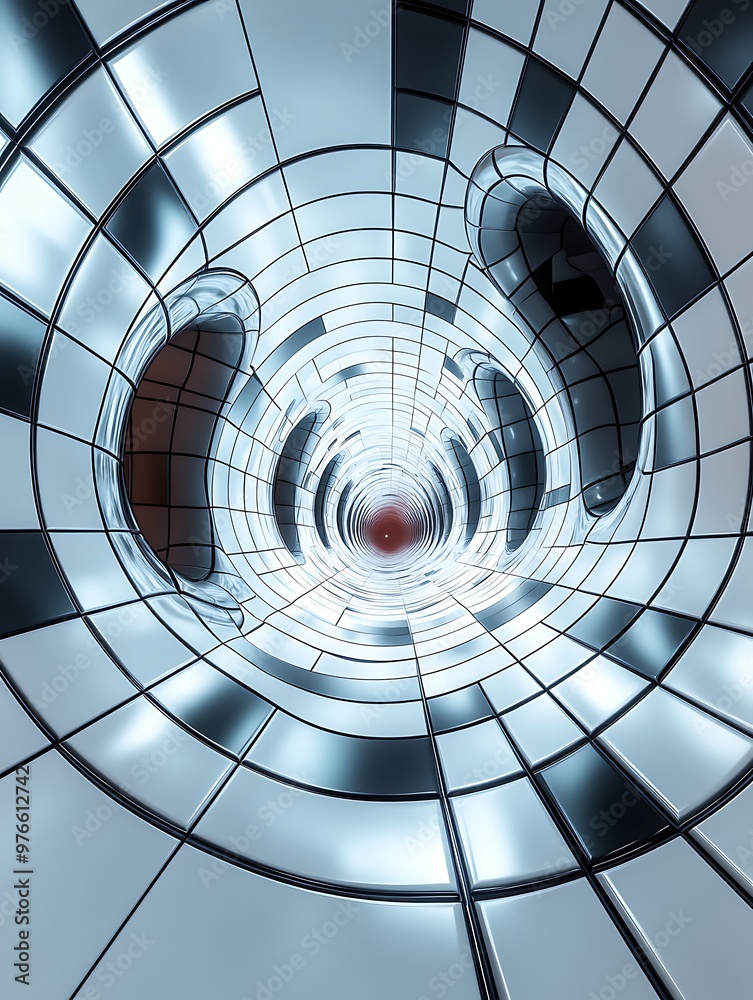 Abstract tunnel with glowing light and a grid pattern. Abstract tunnel with glowing light and a grid pattern.