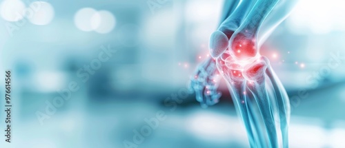 Knee Joint Pain Visualization, highlighting inflammation and discomfort in the knee joint, representing common health issues affecting mobility and quality of life.