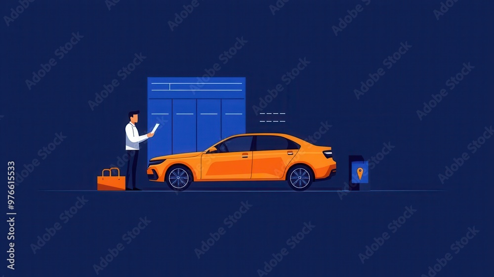 Car insurance plan evaluation, person making a decision, flat design illustration