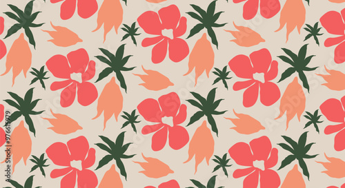 Oriental vintage seamless floral pattern. Flower textures for backgrounds, wallpapers, textiles and fashion.