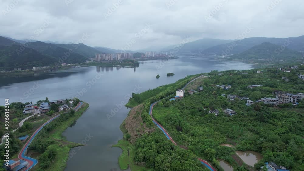 Magnificent scenery Chongqing Hanfeng Lake natural lake aerial photography Magnificent scenery Chongqing Hanfeng Lake natural lake aerial photography