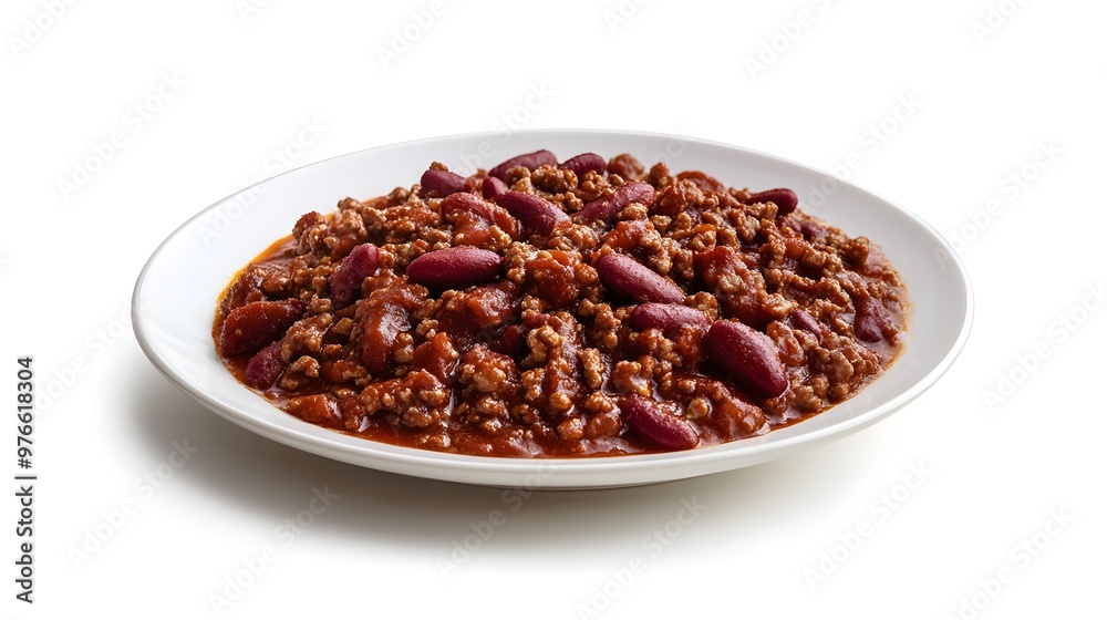 Hearty bowl of homemade chili con carne with kidney beans and ground beef Hearty bowl of homemade chili con carne with kidney beans and ground beef