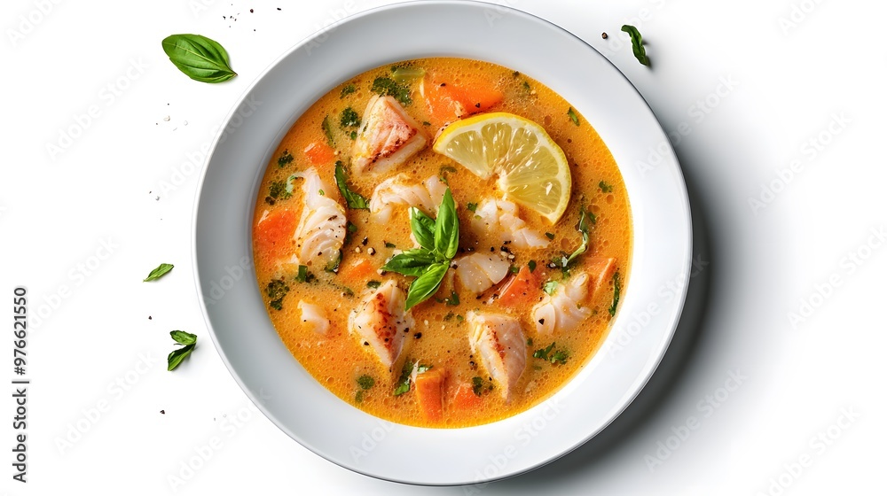 Delicious salmon soup with lemon and herbs: a fresh culinary delight Delicious salmon soup with lemon and herbs: a fresh culinary delight