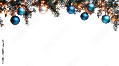 blue christmas balls isolated on white background 
