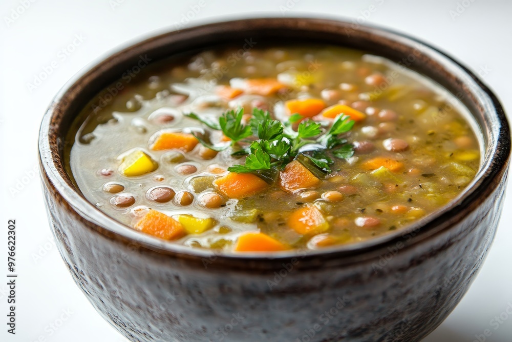 A hearty and flavorful lentil soup, a classic German comfort food, with carrots, celery, and herbs. Perfect for a cozy meal.