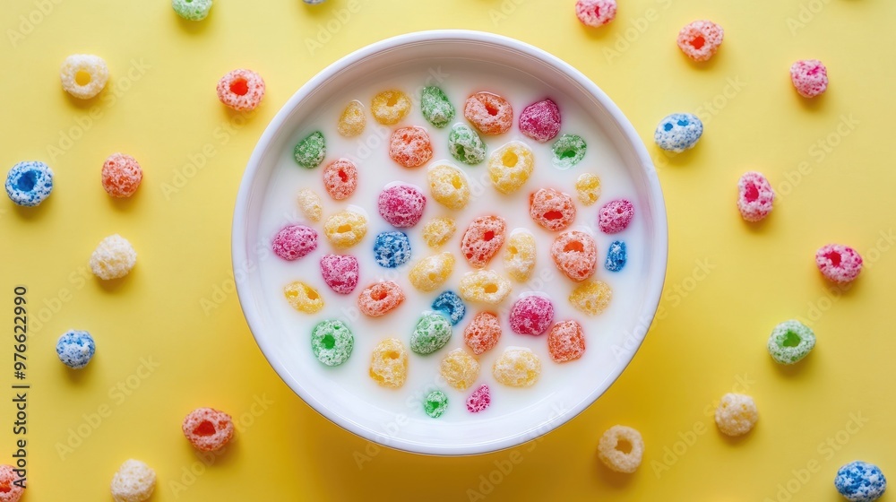 Rice Krispies cereal with milk. Rice Krispies cereal with milk.