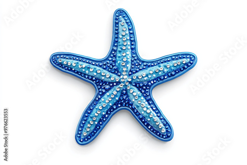 Blue sea star isolated on white background.