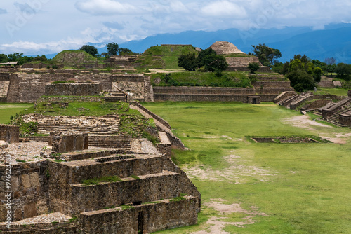 The ruins of Monte Alban, a large archaeological site in Oaxaca, Mexico photo