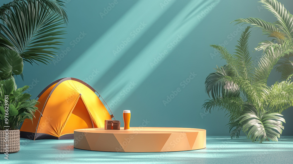 Obraz premium Camping Minimalist Mockup.