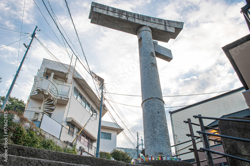 原子爆弾により被爆した山王神社の二の鳥居