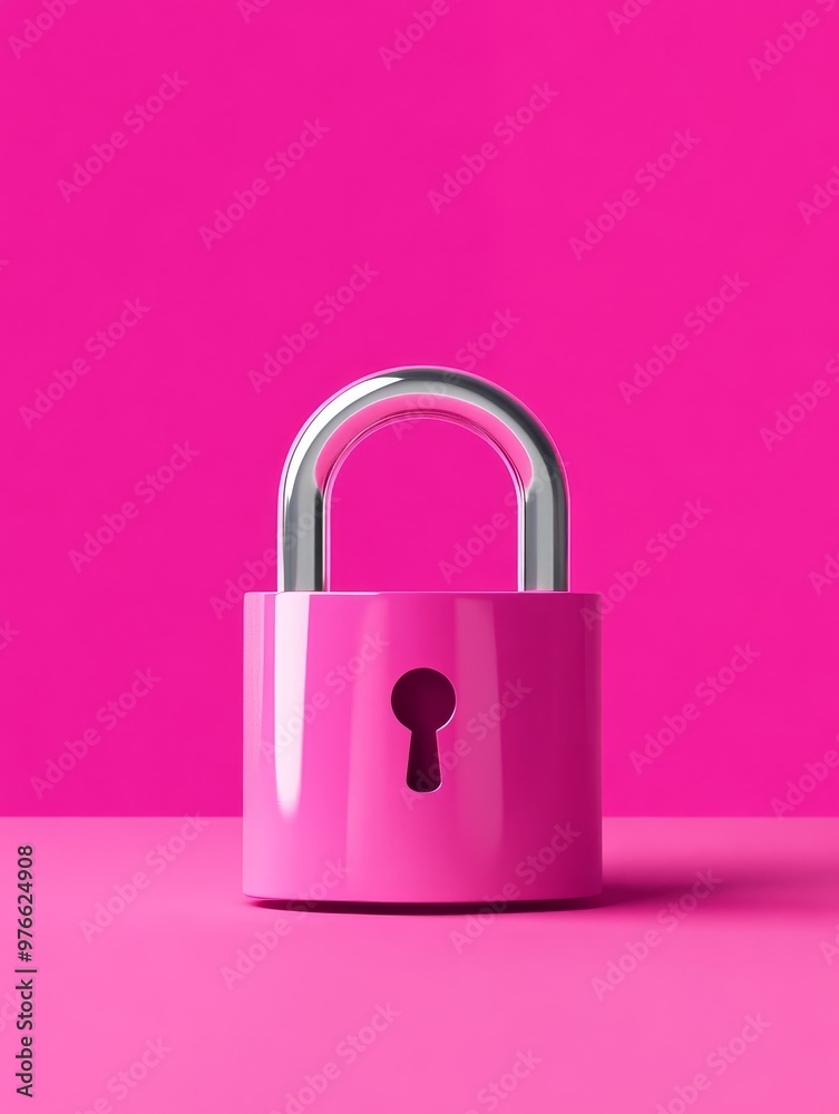 A pink padlock on a pink background symbolizes security, privacy, protection, safety, and confidentiality. A pink padlock on a pink background symbolizes security, privacy, protection, safety, and confidentiality.