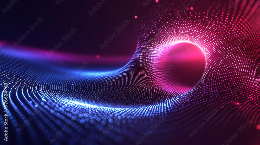 Torus Field Vector 3D torus composed of dots and lines. Concept of electromagnetic force ...