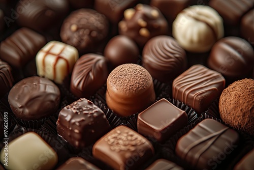 Assorted Gourmet Chocolates Close-Up Stylish Image With Depth of Field, ai