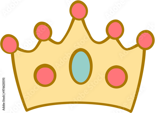 pastel crown in cute groovy back to school illustration set