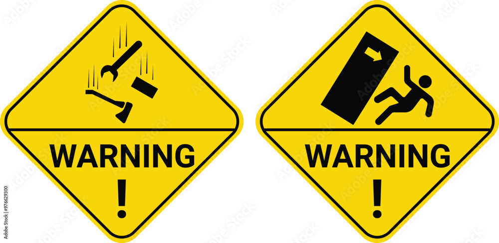 Warning sign falling object and equipment Warning sign falling object and equipment