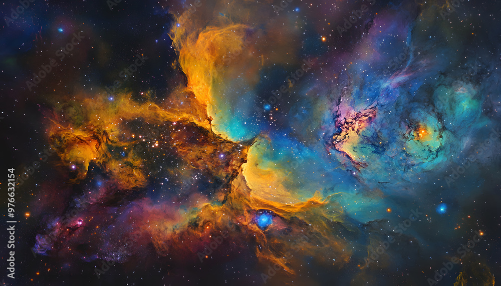Fototapeta premium Galaxy Dreamscape: A vibrant, colorful galaxy with swirling stars and nebulae, evoking a sense of cosmic wonder.