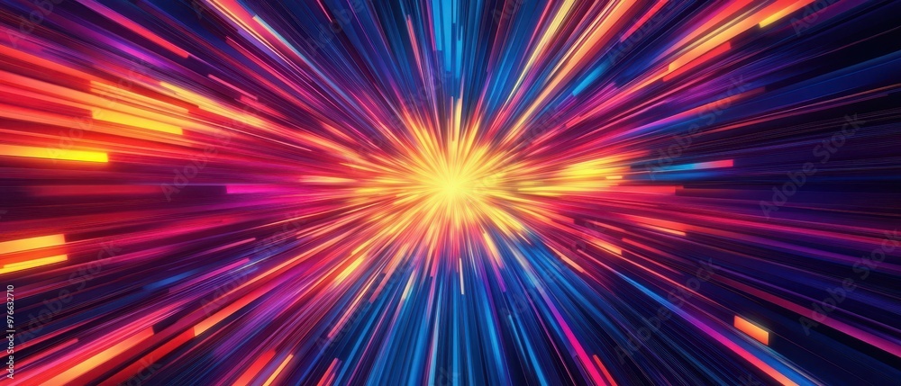 Pulsating radial lines in bright contrasting colors, radiating from the center in dynamic motion, abstract digital rays, colorful dynamic wallpaper Pulsating radial lines in bright contrasting colors, radiating from the center in dynamic motion, abstract digital rays, colorful dynamic wallpaper