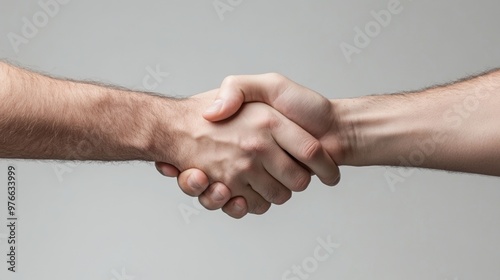 A close-up of two hands engaged in a firm handshake, symbolizing agreement, partnership, and collaboration.