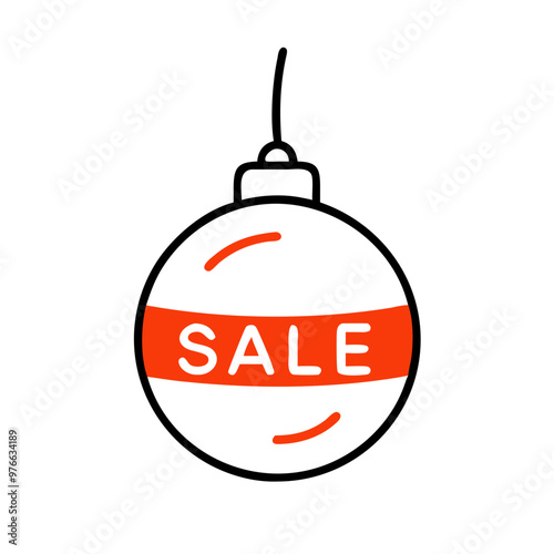 Christmas tree bauble with sale sign in minimalistic style photo