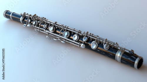 A silver and black flute, used for musical performances and education.