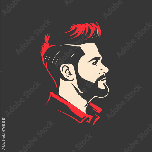 Stylish male profile with modern haircut and beard.