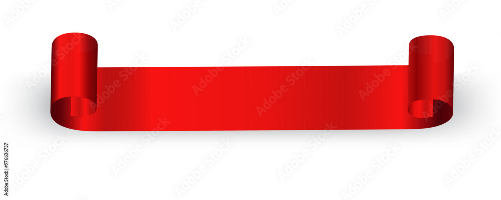 Red Ribbon Banner Realistic shiny satin with shadow, horizontal red ribbon Curl for decorate your wedding invitation card ,greeting card or gift boxes vector EPS10 isolated on white background. Red Ribbon Banner Realistic shiny satin with shadow, horizontal red ribbon Curl for decorate your wedding invitation card ,greeting card or gift boxes vector EPS10 isolated on white background.