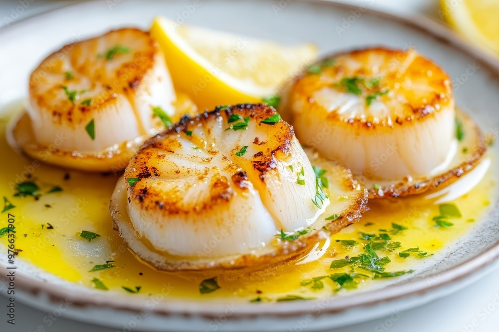 Pan-Seared Scallops with Garlic Butter Sauce, a delicious and easy seafood dish perfect for any occasion. The scallops are perfectly cooked and have a beautiful golden brown crust. They are served wit Pan-Seared Scallops with Garlic Butter Sauce, a delicious and easy seafood dish perfect for any occasion. The scallops are perfectly cooked and have a beautiful golden brown crust. They are served wit