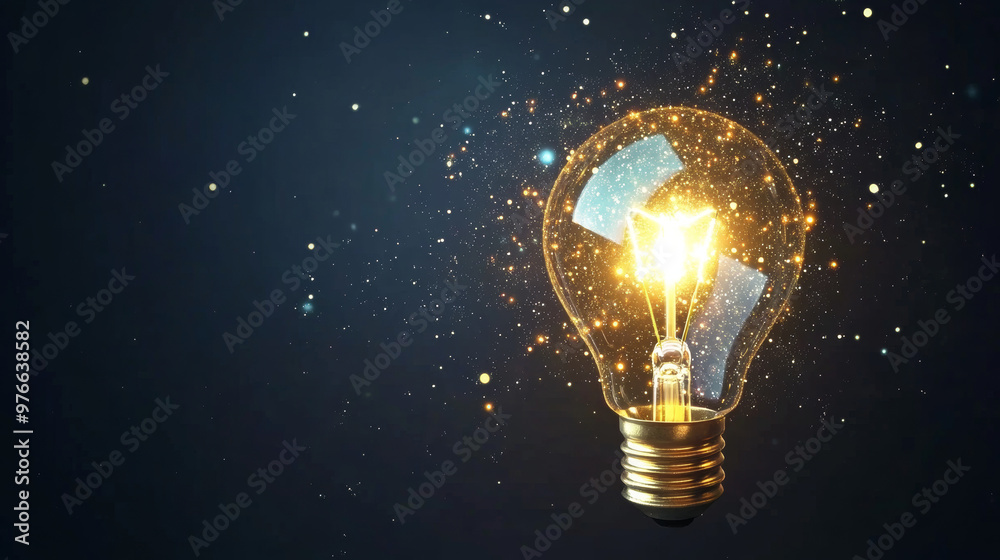 Digital light bulb symbolizing a rocket launch into space, representing technology innovation or startup concepts. Captures the moment of a space shuttle launch as a metaphor for starting a successful Digital light bulb symbolizing a rocket launch into space, representing technology innovation or startup concepts. Captures the moment of a space shuttle launch as a metaphor for starting a successful